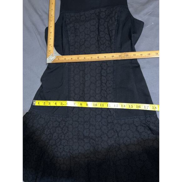 J. Crew Collection Women's Size 6 Petite Black Fit and Flare Eyelet Trim Dress - Picture 10 of 13